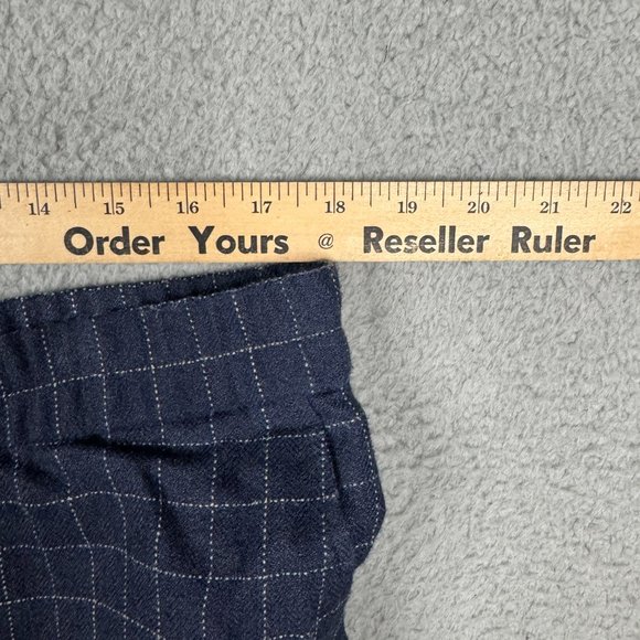 Eileen Fisher Pants XL Midnight Blue Wide Leg Ankle Cropped Tussah Silk Plaid - Picture 10 of 13